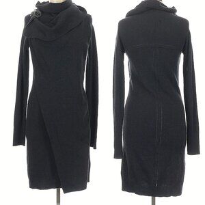 All Saints Spitalfields Ellil Dress Wool Leather Black Size 6 Vintage